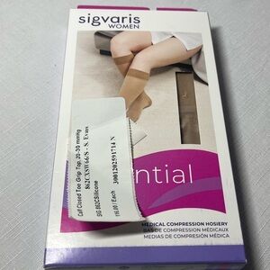 Sigvaris opaque Women's Compression Hosiery - Tan. New. Closed toe. Grip top XS